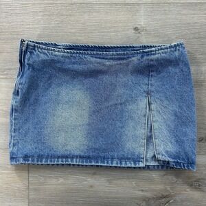 Edikted Women's‎ Small Katrina Slitted Denim Jean Mini Micro Skirt Grunge Fairy